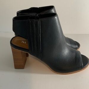 Black Heeled Peep Toe Bootie Sandal